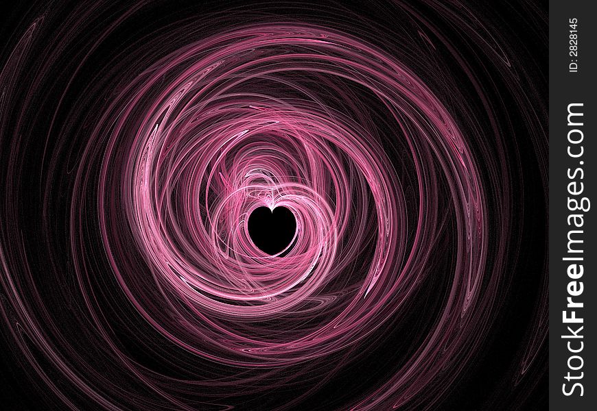 Pink fractal heart on black background. Pink fractal heart on black background