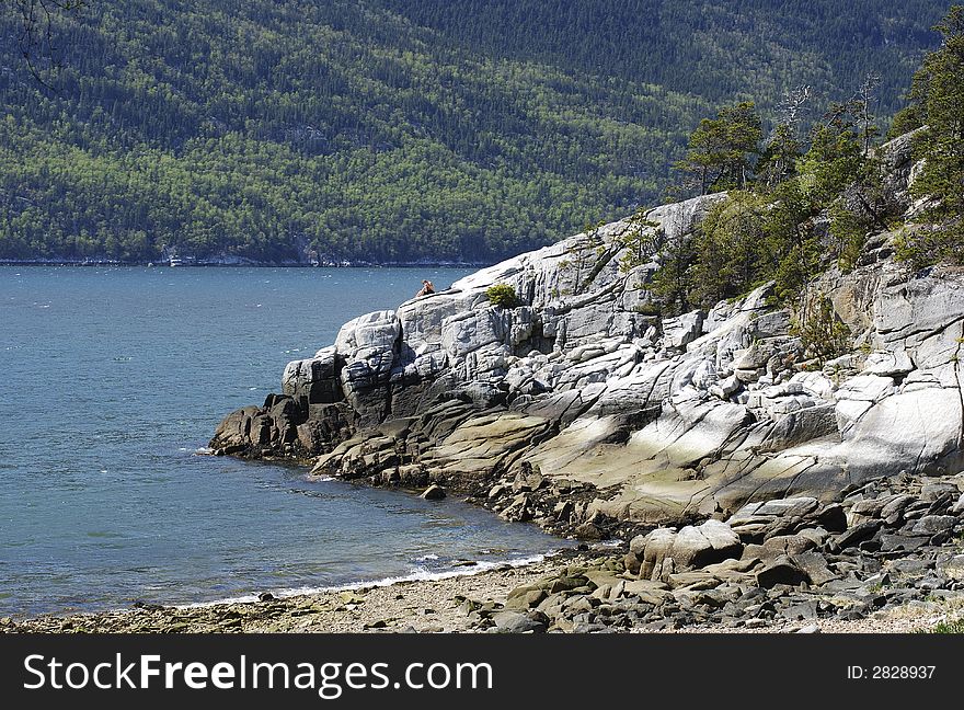 Small beach Smugglers Cove situated in Yakutania Point park (Skagway, Alaska)