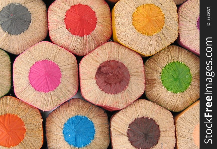 Extreme close-up of big wooden colored pencils. Extreme close-up of big wooden colored pencils
