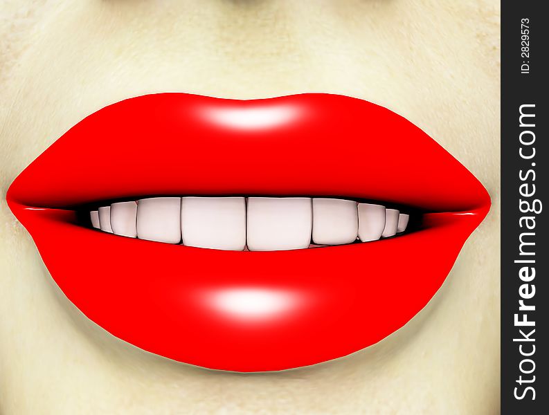 An image of a close up of a lady with red lip makeup. An image of a close up of a lady with red lip makeup.