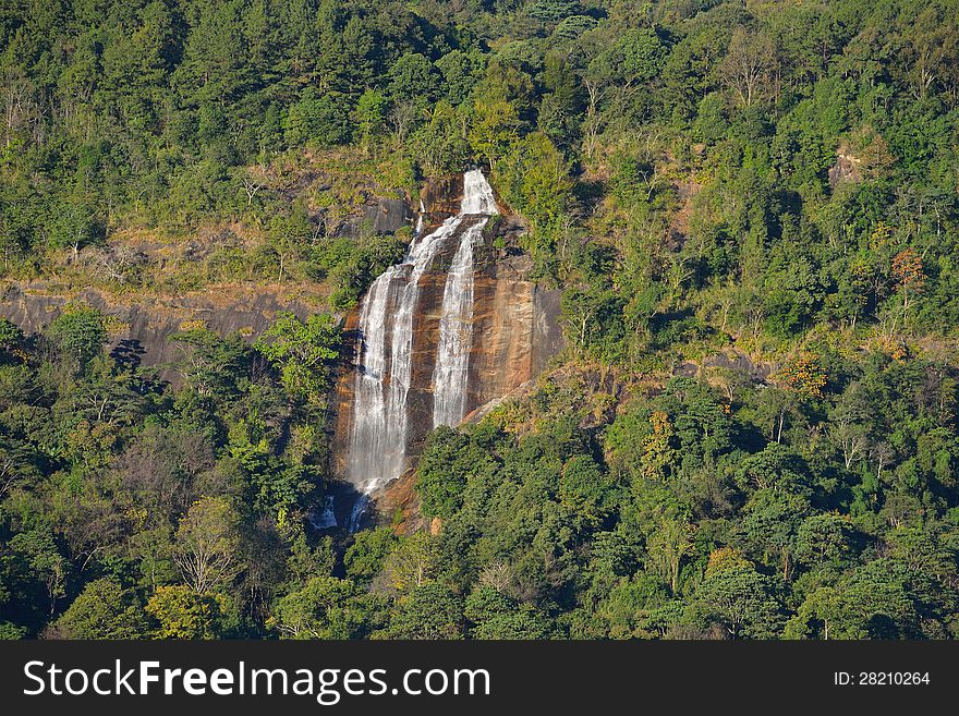 Waterfall falls from plentiful forest (Siriphum,Doi Inthanon,nort of Thailand)