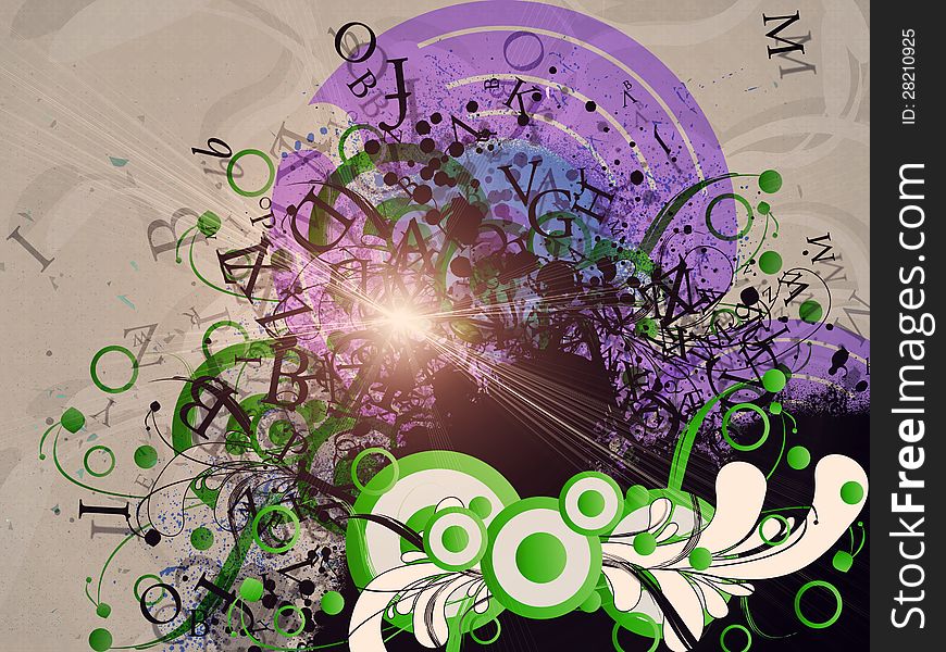 Illustration of abstract funky text exploding background. Illustration of abstract funky text exploding background.