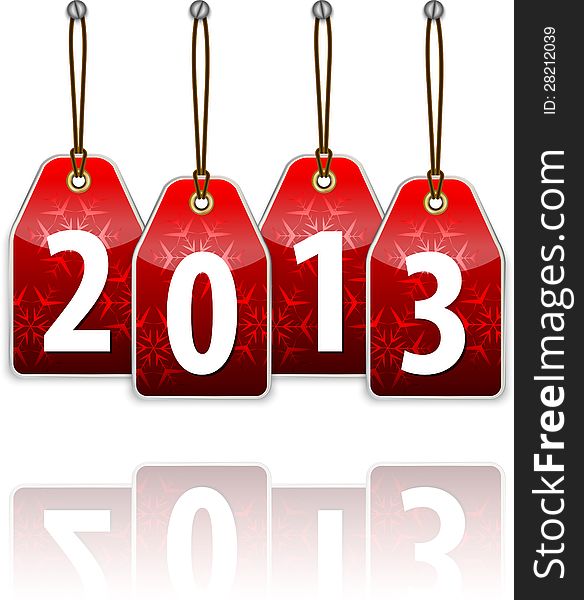 Red hanging tags with 2013. Vector illustration. Red hanging tags with 2013. Vector illustration