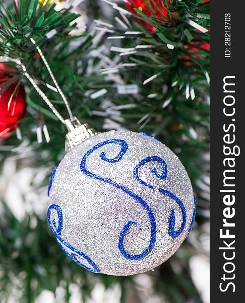 Bauble decoration with Christmas tree. Bauble decoration with Christmas tree