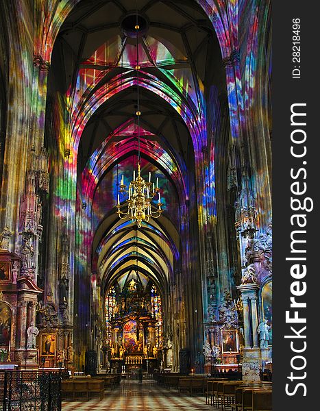 Vienna, Austria - Stephansdom Cathedral interior. Gothic church