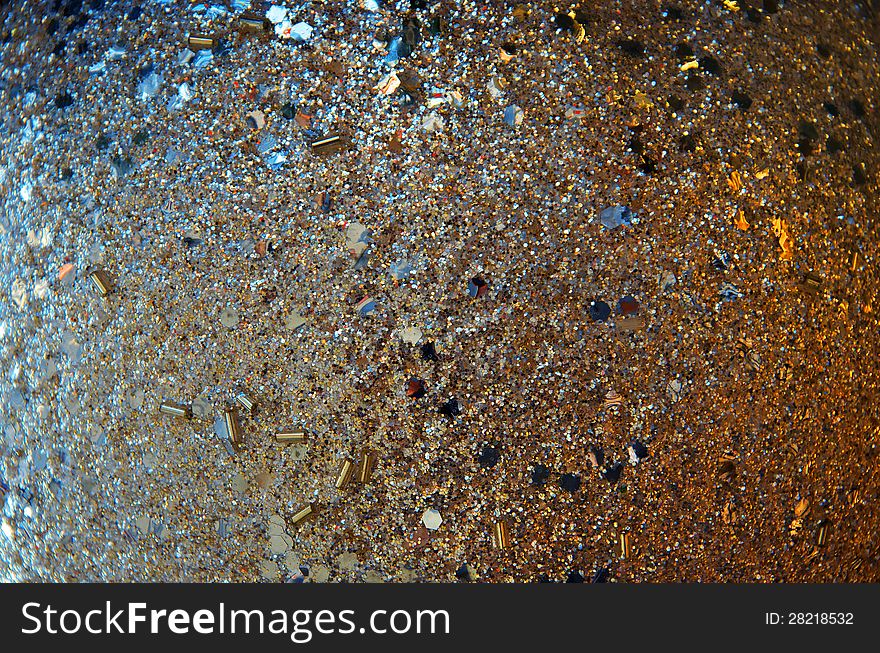 Sparkly golden and silver texture on a christmas decoration object