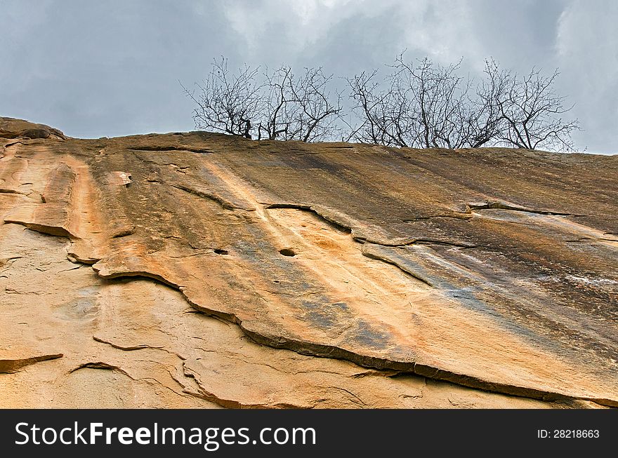 Sidewall of an ancient stone sanctuary in Europe. Sidewall of an ancient stone sanctuary in Europe