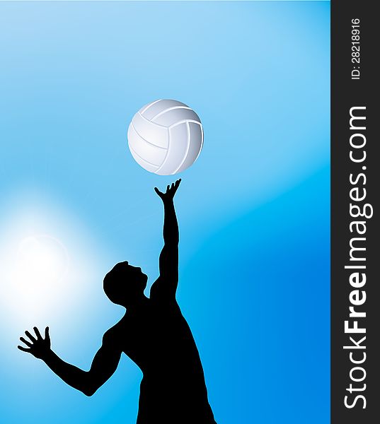 Vector illustration of a volleyball player on blue background. Vector illustration of a volleyball player on blue background