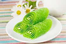 Green Fruit Candy On A Plate Royalty Free Stock Images