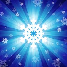 Blue Color Burst Of Light With Snowflakes Stock Images Blue Color Burst Of Light With Snowflakes Stock Images