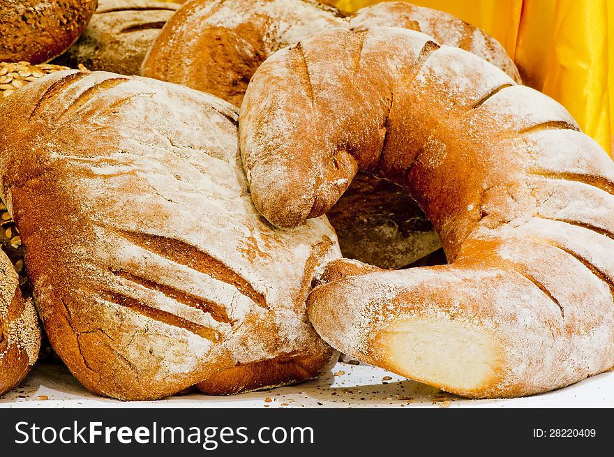 Bread products are on the table