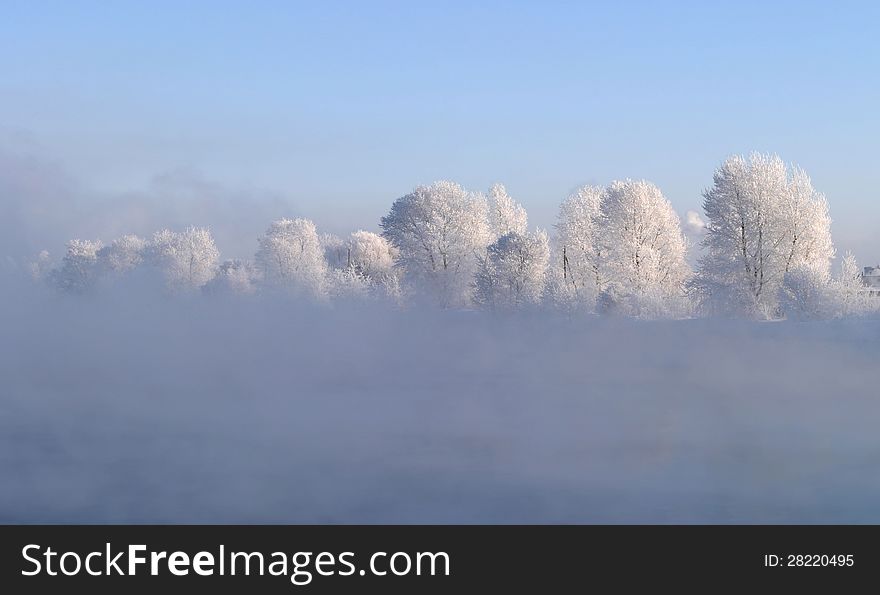 Sunny winter day on the river Kama. Sunny winter day on the river Kama