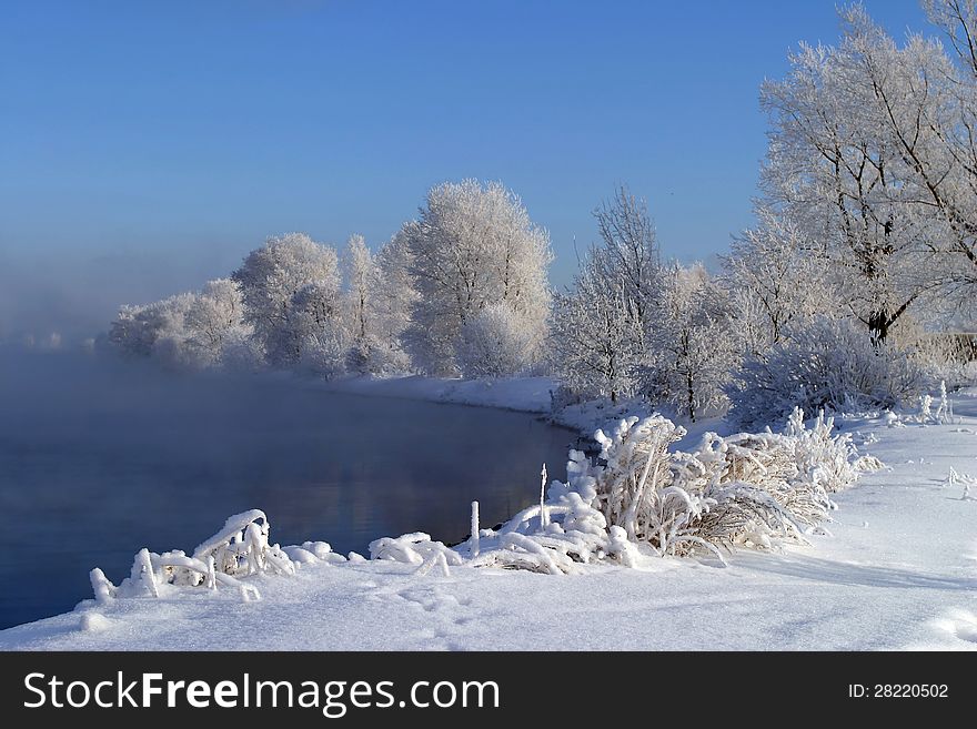 Sunny winter day on the river Kama. Sunny winter day on the river Kama