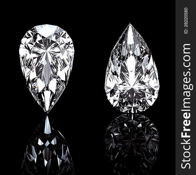 Jewelry gems pear shape on black background.