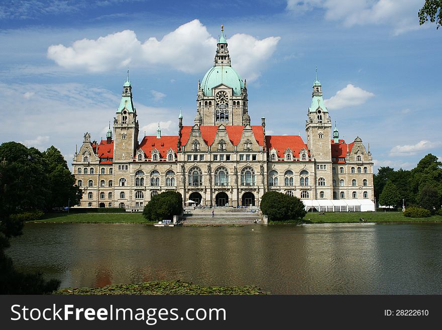 The city hall of Hannover in the summer. The city hall of Hannover in the summer
