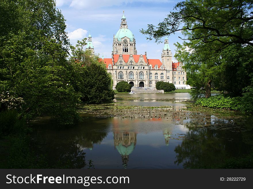 The city hall of Hannover in the summer. The city hall of Hannover in the summer