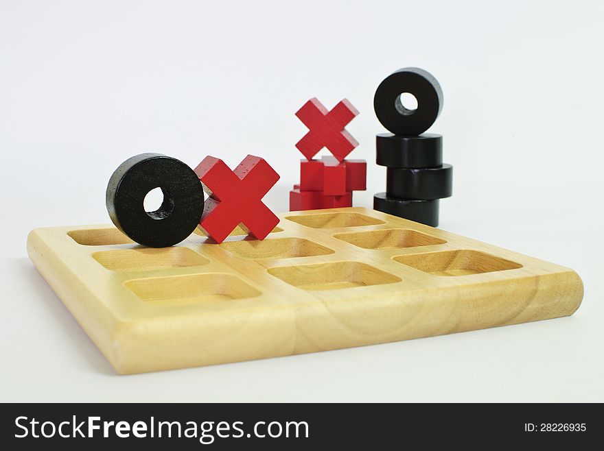 Tic-tac-toe classic game on white background