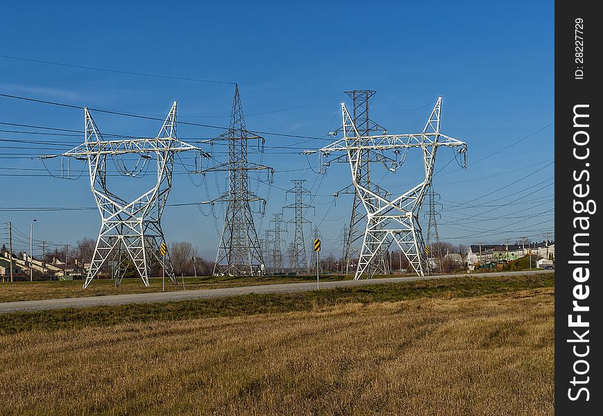 Electrical tower going to  a power plan