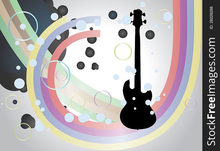 Illustration of abstract background with guitar and colorful lines. Illustration of abstract background with guitar and colorful lines.