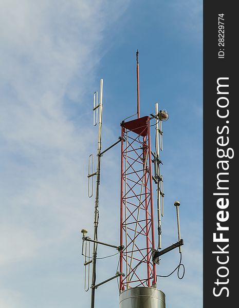 TV and Radio antenna tower with blue sky