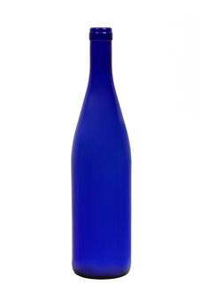 Empty Dark Blue Wine Bottle Royalty Free Stock Photo