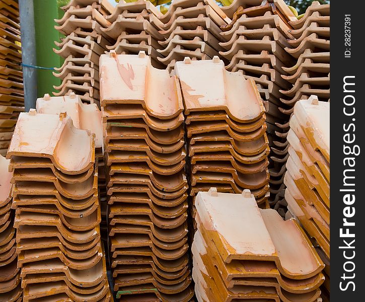 Roof tile stack,in temple Thailand. Roof tile stack,in temple Thailand