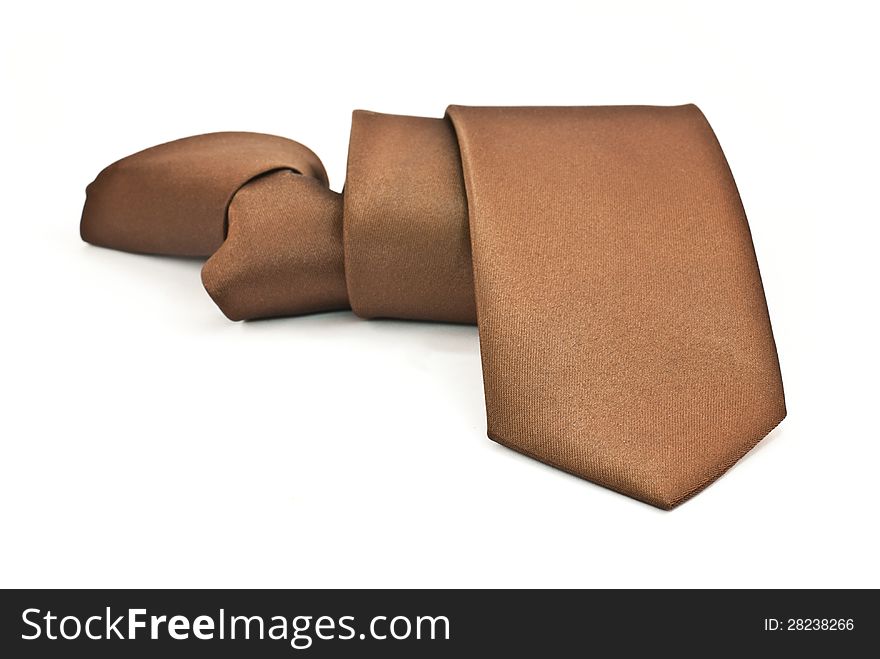 Brown Necktie on white background.