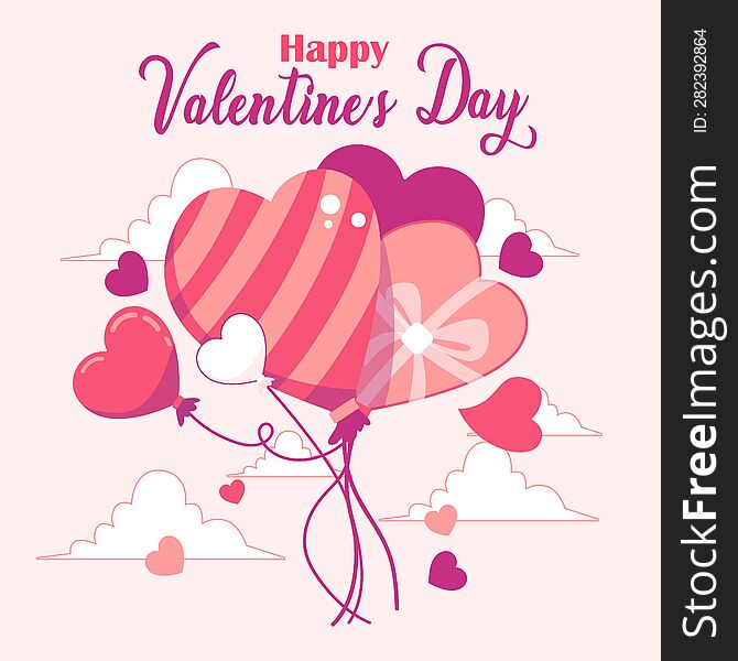 Valentine illustration design. Holiday banner, web poster, flyer, stylish brochure, greeting card, cover. Romantic background