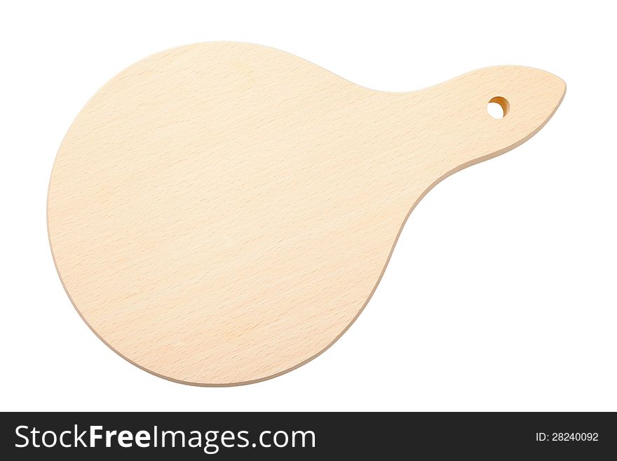 Wooden Cutting Board, top view, isolated on white