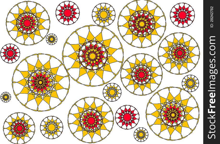 Modern Floral Petalled  Abstract Design On White Background