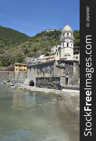 View of vernazza little village near la spezia