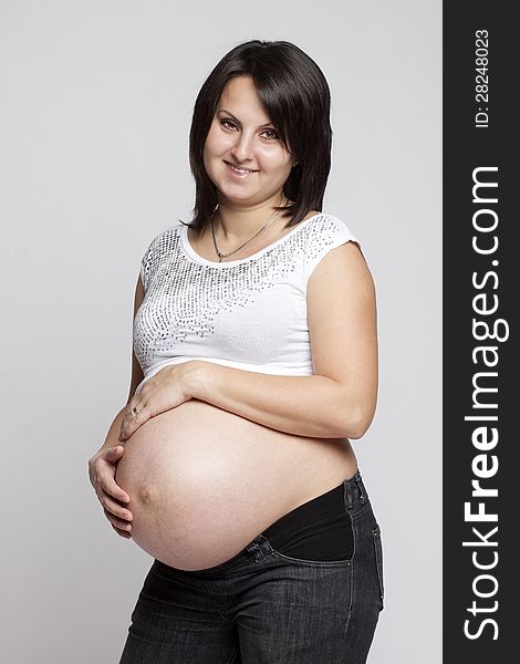 Beautiful pregnant woman in 9 months