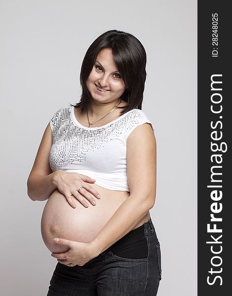 Beautiful pregnant woman in 9 months