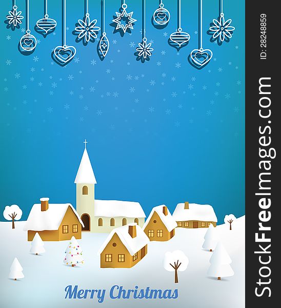 Beautiful illustration of village (christmas background). Beautiful illustration of village (christmas background)