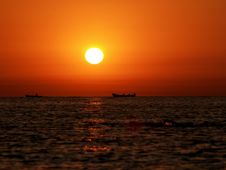 Fishing Boats On The Horizon Royalty Free Stock Photo Fishing Boats On The Horizon Royalty Free Stock Photo