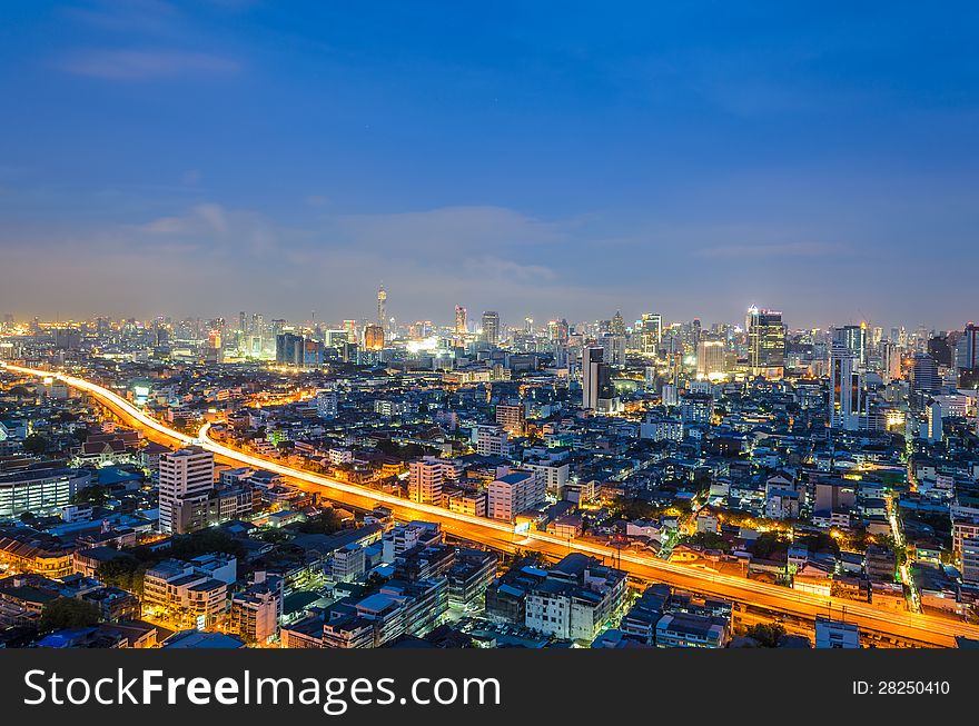 Express way in Bangkok city at twilight. Express way in Bangkok city at twilight