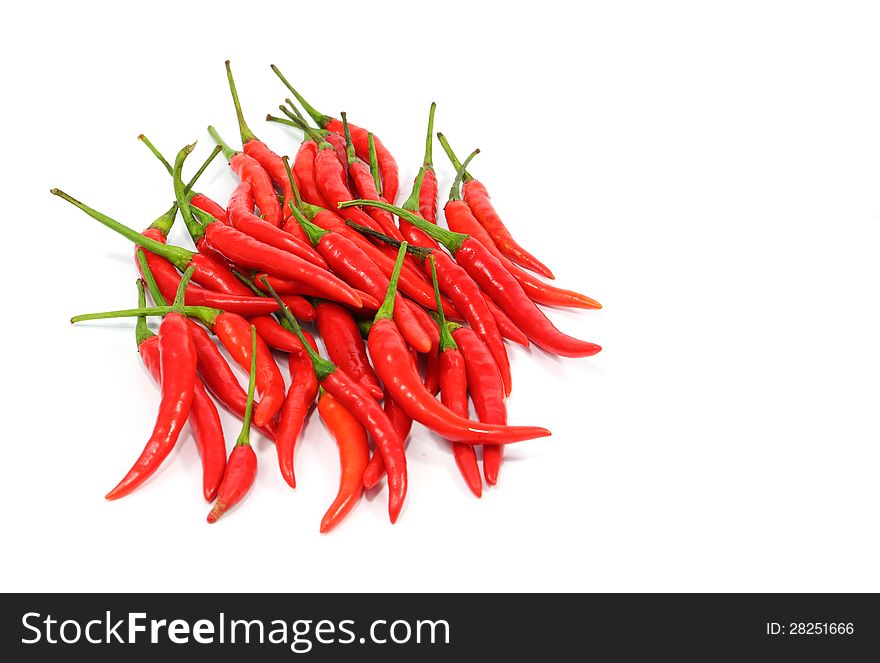 Fresh red chilli isolated on white background