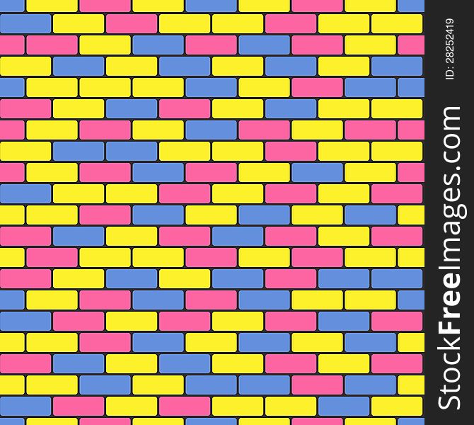 Vector seamless pattern with colorful bricks
