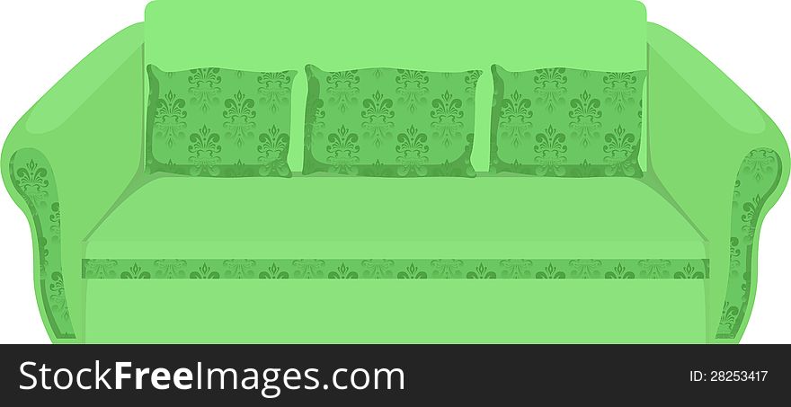 Vector illustration of green sofa