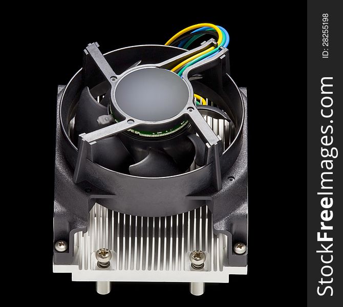 CPU heatsink with fan Isolated on black