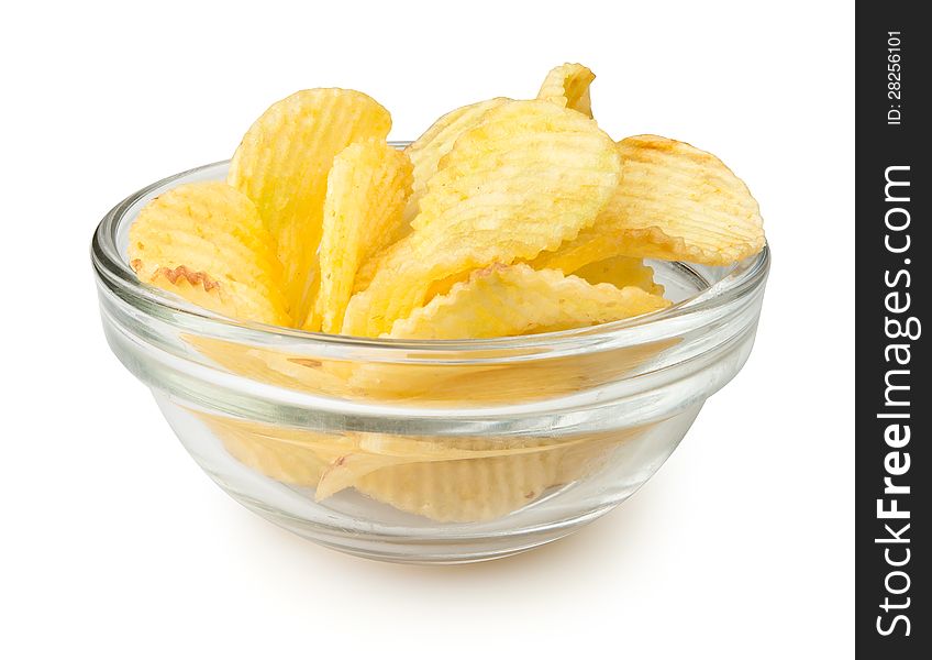 Chips bowl on white background