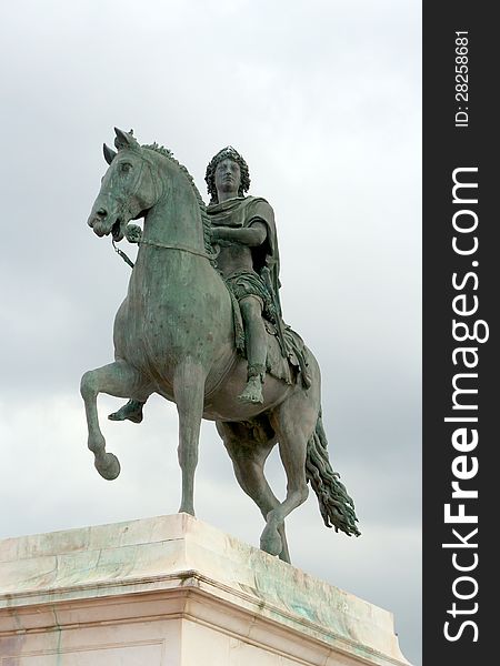 Equestrian statue of Louis XIV (1825) on the Place Bellecour, Lyon, France. Equestrian statue of Louis XIV (1825) on the Place Bellecour, Lyon, France