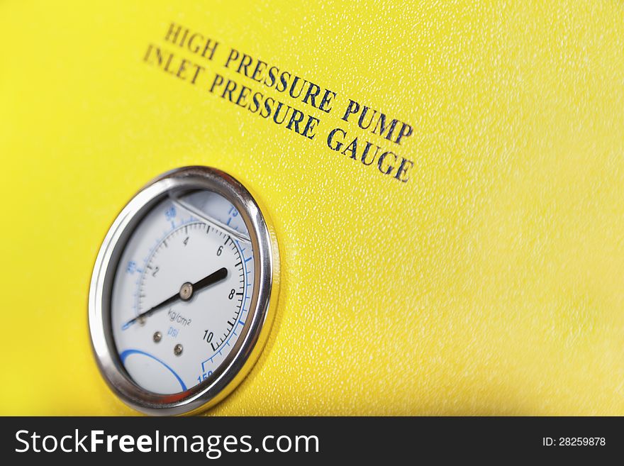High pressure pump gauges close up. High pressure pump gauges close up
