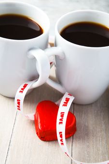Valentine Coffee Cups With Heart Royalty Free Stock Photos Valentine Coffee Cups With Heart Royalty Free Stock Photos