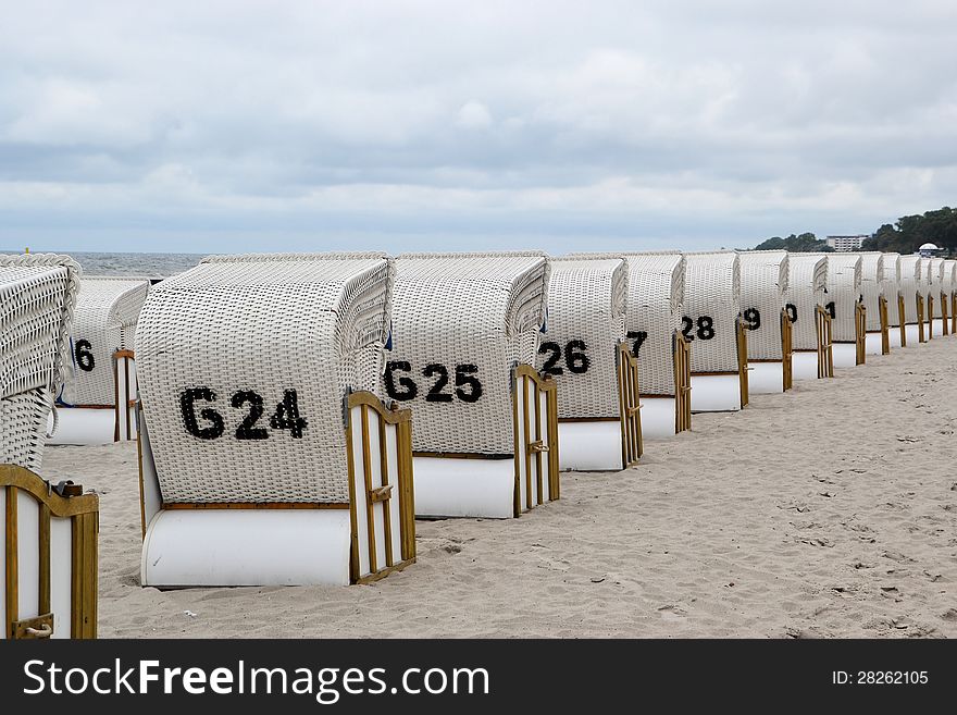 Beach chairs on the Polish Baltic coast. Beach chairs on the Polish Baltic coast
