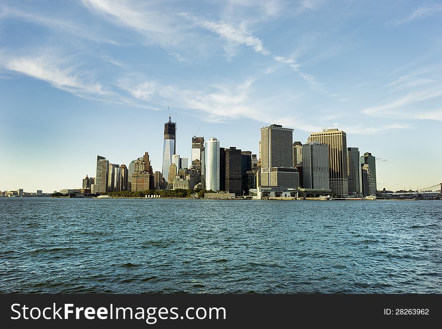 New York City - Manhattan from ferry. New York City - Manhattan from ferry