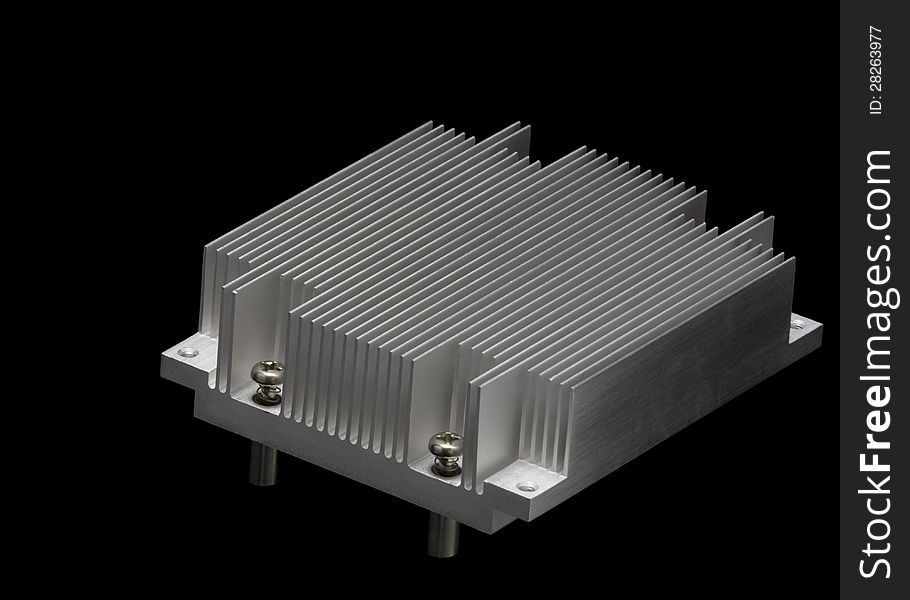 Aluminum radiator for the CPU isolated on black background