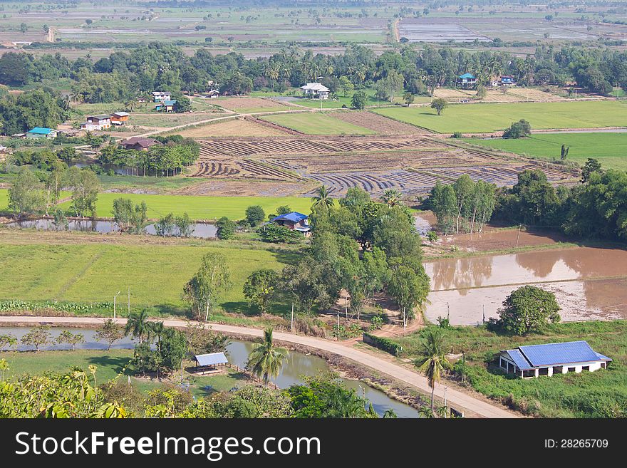Above View Of Rural Thailand.