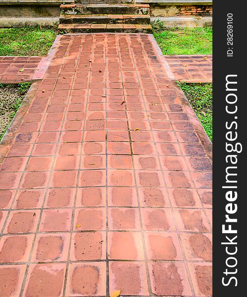 The ancient walk way is leading to the pavilion