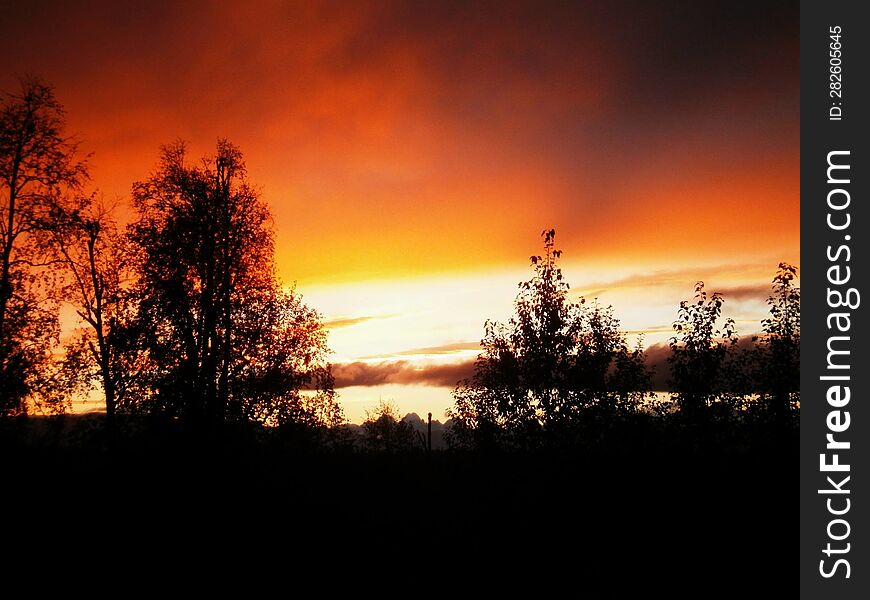 Fiery Sunset In Alaska, US